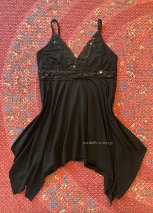 coquette black beaded vintage asymmetrical camisole whimsical top summer, marque: COQUETTE, état: Bon état, taille: XS / 34 / 6, 16,00 €, 17,50 € Protection acheteurs (Pro) incluse