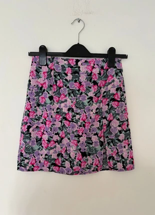 George Pink & Purple Floral Mini Skirt | Elasticated Waist | UK 12 / S, brand: George, condition: Very good, size: S / 8, £6.00, £7.00 includes Buyer Protection