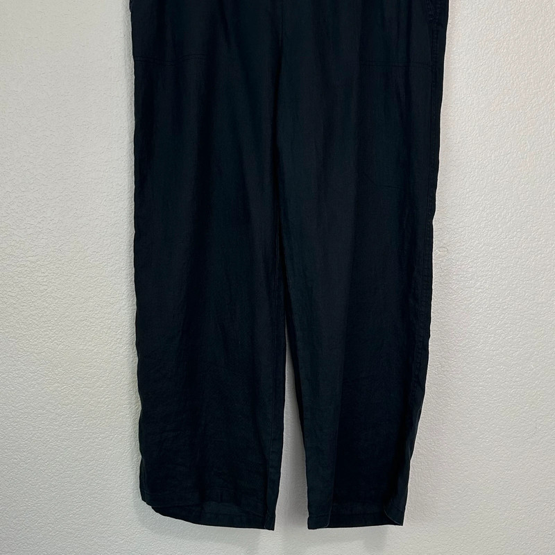 Amazon Essentials 100% Linen Black Drawstring Wide Leg Pants 5