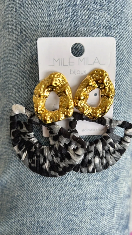 Boucles d'oreilles chic et bohème dorées noireset grises - photo numéro 6
