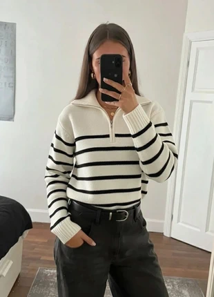 Pull rayé noir et blanc col zippé – Taille S, brand: elle&lui, condizioni: Ottime, taglia: S / IT 40 / EU 36, €49.99, €53.19 include la Protezione acquisti