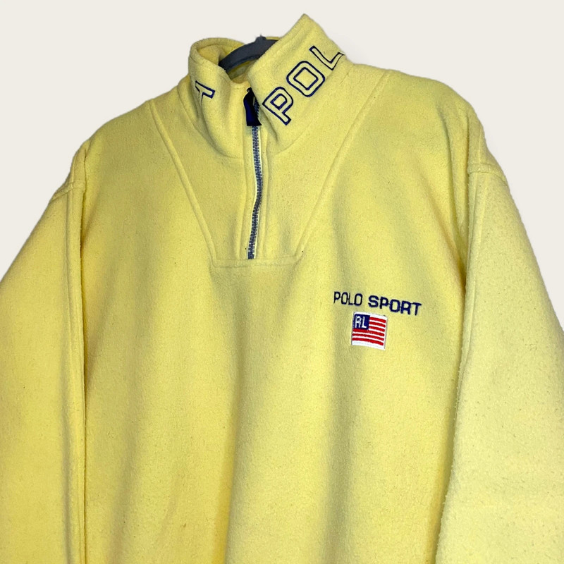 Vintage polar fleece Polo sport gelb 1/4 pullover 90s | Vinted