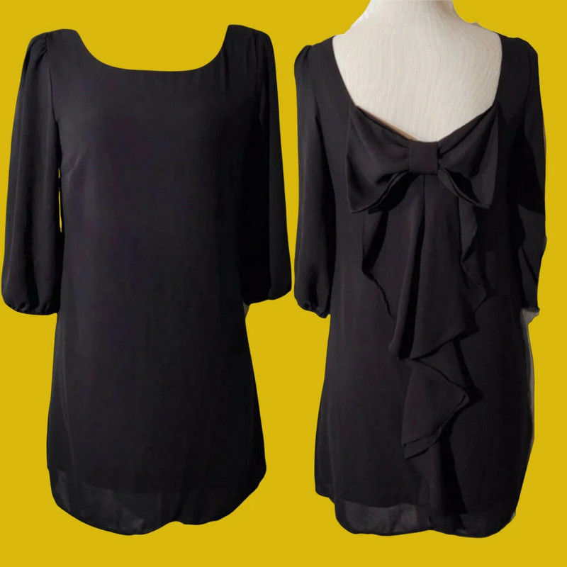 Margo Sebastian -  Xs - Tunic Blouse Scoop Neck W/ Bow Accent Back Elegant Black 2