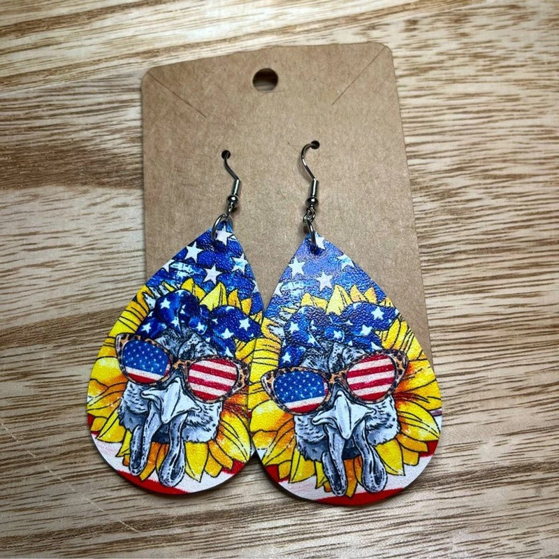 Faux Leather Drop Earring- American Chick