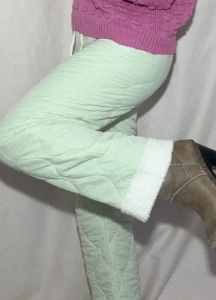 pastel mint green quilted loose fit trousers with sherpa trim size 10/12, brand: Source Unknown, condition: Very good, size: L / UK 16-18, £22.00, £23.80 includes Buyer Protection