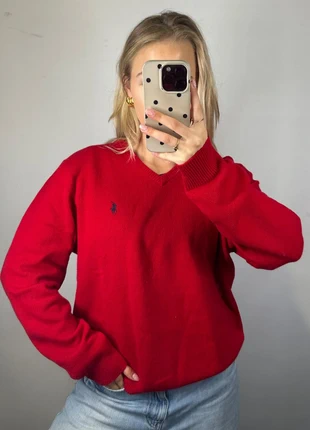Ralph Lauren trui wol rood maat L | classic knit | winter pullover | preppy style, merk: Ralph Lauren, staat: Heel goed, maat: L / 40 / 12, € 22,99, € 24,84 inclusief Kopersbescherming Pro