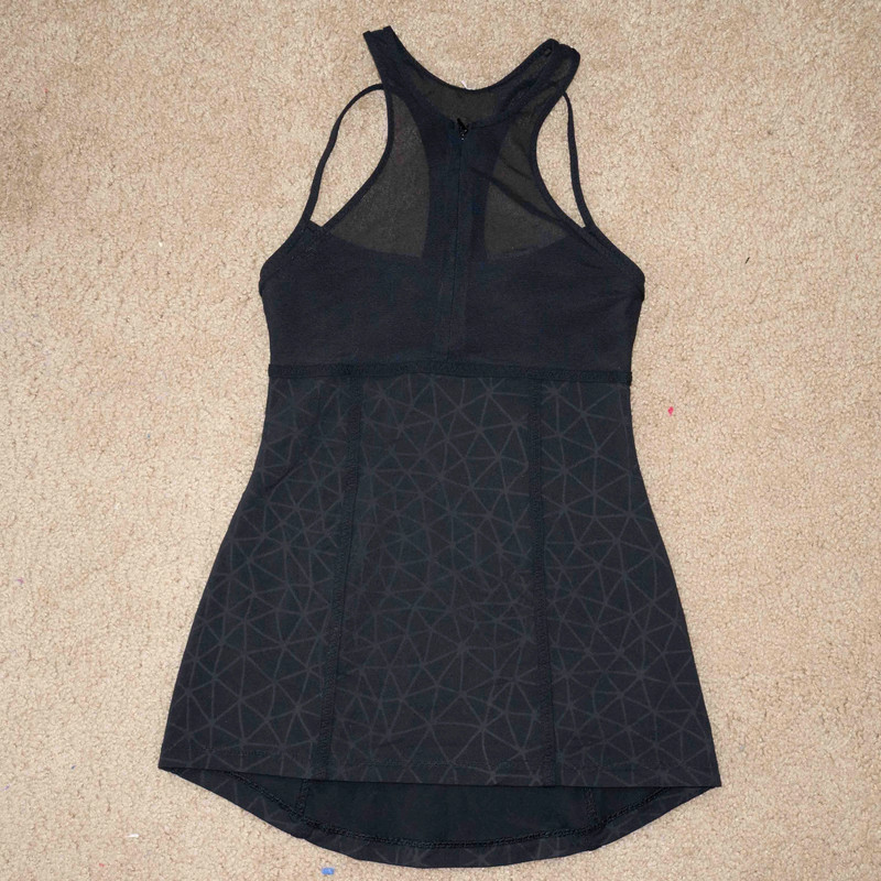 Lululemon Athletica Pedal Pace Zip Front Mesh Tank Dream Catcher Black 1