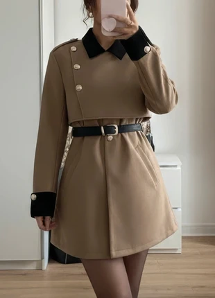 Manteau marron gris style robe chic beige avec ceinture taille S, brand: Bellissime, condition: Very good, size: S / 36 / 8, €69.90, €74.10 includes Buyer Protection