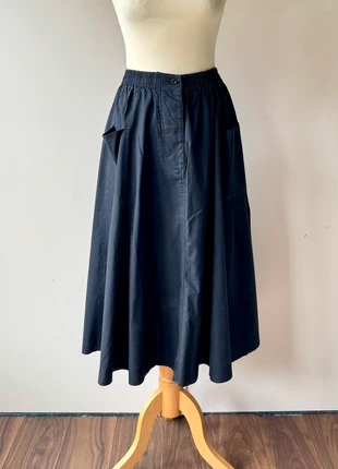 Vintage 100% cotton midi skirt 36 38 40 42 80s black minimalist classic, merk: Vintage Dressing, staat: Heel goed, maat: M / 38 / 10, € 35,00, € 37,45 inclusief Kopersbescherming Pro