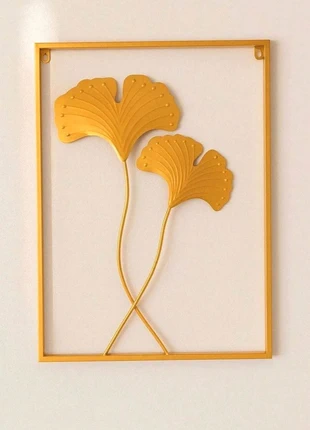 Cadre mural doré métal 2 Grande Feuilles de ginkgo – 60x40 cm, marque: Art, état: Très bon état, 12,00 €, 13,30 € Protection acheteurs incluse