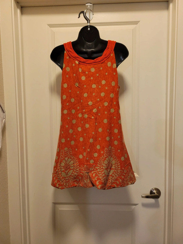 Orange & Taupe Boutique Boho Puffy Mini Dress 3
