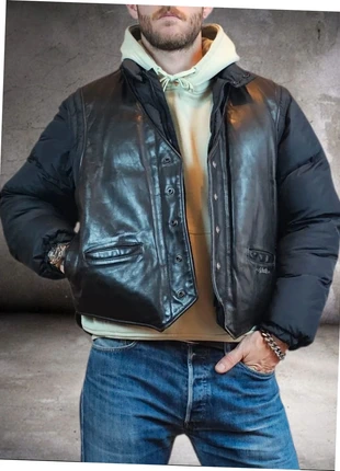 Schott Down 🇺🇲 Doudoune en Cuir et Duvet Vintage, marque: Schott, état: Très bon état, taille: L, 189,00 €, 199,15 € Protection acheteurs incluse