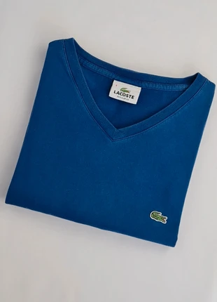 T-shirt Lacoste Manches courtes Col V Bleu Regular Fit - Taille US M / FR 4 (Mesures en photo), marque: Lacoste, état: Bon état, taille: M, 14,00 €, 15,40 € Protection acheteurs (Pro) incluse
