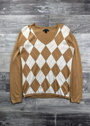 Pull col V motif losange Tommy Hilfiger Moutarde taille M, marque: Tommy Hilfiger, état: Bon état, taille: M / 38 / 10, 24,00 €, 25,90 € Protection acheteurs (Pro) incluse