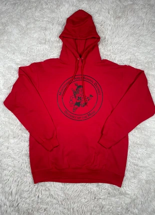 Sweat à capuche rouge école Américaine Montgomery avec petit indien | Taille : L, brand: Port & Company, condition: Very good, size: L, €9.90, €11.10 includes Buyer Protection