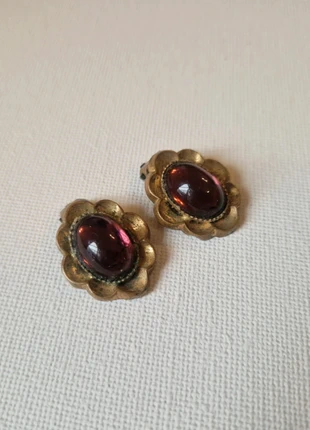 Purple Glass Brass Gold Clip on earrings, brand: Reclaimed Vintage, condition: Good, £5.00, £5.95 includes Buyer Protection
