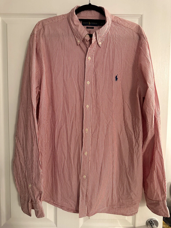 Ralph Lauren Red and White Striped Long Sleeve Button Front Shirt S Ralph  Lauren