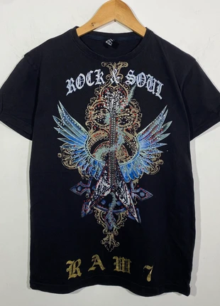 Tee Shirt Graphique Cyber Rock Glam y2k Vintage 2000’s Raw 7, marca: Vintage Dressing, estado: Muito bom, tamanho: S, €28.00, €30.10 inclui Proteção do Comprador Pro