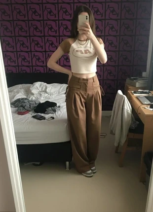 Pantalon large plissé marron taille haute, marque: edupo, état: Très bon état, taille: S / 36 / 8, 39,99 €, 42,69 € Protection acheteurs (Pro) incluse