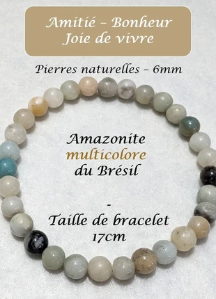 Bracelet Pierres naturelles Amazonite multicolore du Brésil - 6mm (modèle 3), brand: Fabrication Artisanale, condition: New without tags, €4.00, €4.90 includes Buyer Protection Pro