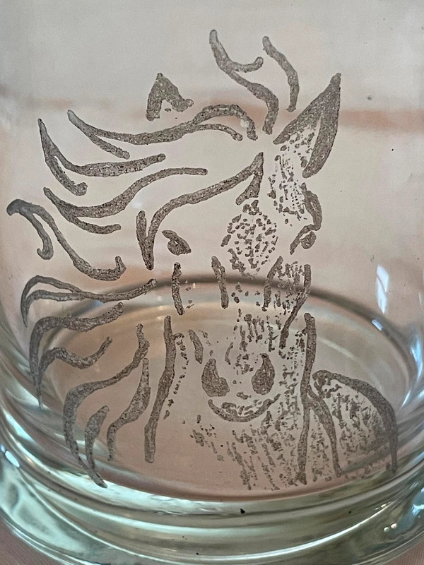 Whiskey Glass, Horse Design, Hand Etched, Cocktail, Ps3 5
