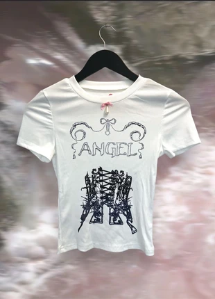 T-shirt Palace Noir blanc « Angel corset », marca: Palace noir, estado: Novo sem etiquetas, tamanho: S / 36 / 8, €16.00, €17.50 inclui Proteção do Comprador Pro