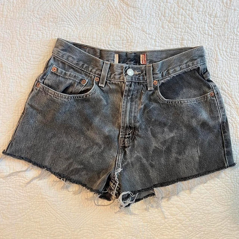 Levi's acid washed gray high waisted cut off shorts 1