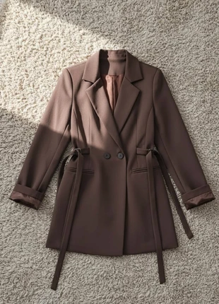 Blazer long chocolat ceinturé, brand: Aube Sauvage, condition: Very good, size: S / 36 / 8, €89.99, €95.19 includes Buyer Protection