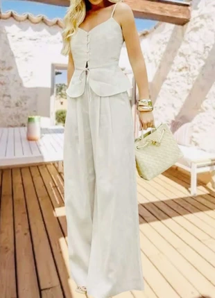 Mode femmes gilet pantalon costumes coton lin 2 pièces ensemble femmes Zara taille S, merk: Zara, staat: Heel goed, maat: S / 36 / 8, € 35,00, € 37,45 inclusief Kopersbescherming