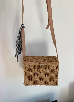 Mini Sac en corde osier avec foulard vichy noir, estado: Nuevo sin etiquetas, 3,00 €, 3,85 € Protección al comprador incluida