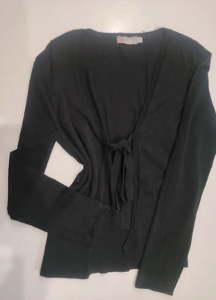 TMCHMujer Cárdigan negro fino con lazo delantero, marca: Cherry Berry, estado: Muito bom, tamanho: M / 38 / 10, €8.00, €9.10 inclui Proteção do Comprador