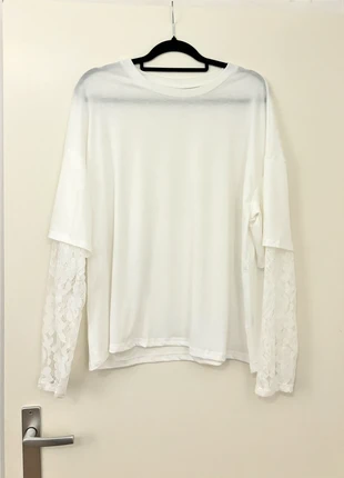 Wit shirt • kanten mouwen • basic top • nieuw • maat XXL, merk: merkloos, staat: Nieuw zonder prijskaartje, maat: XXL / 44 / 16, € 6,50, € 7,53 inclusief Kopersbescherming