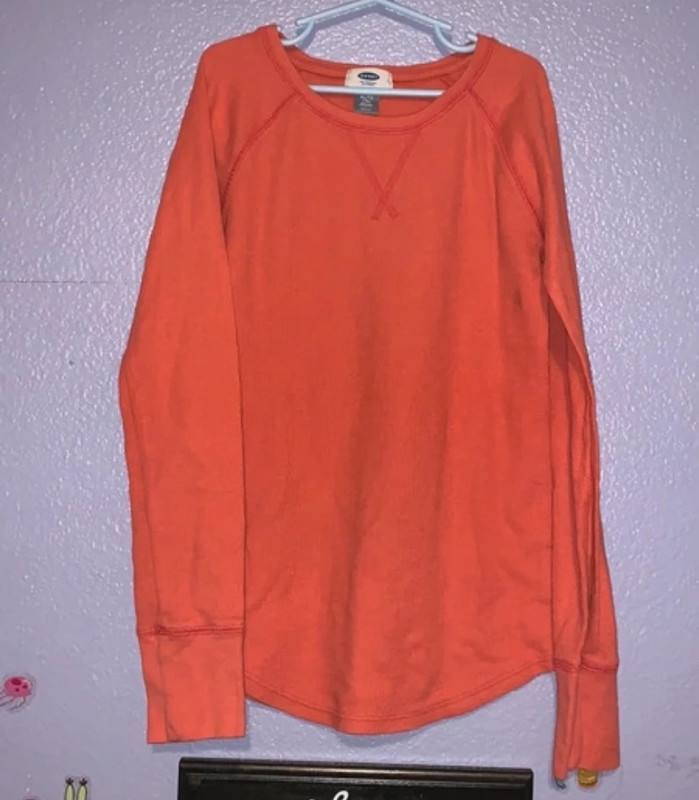 Old Navy girls 14 orange thermal long sleeve shirt 1