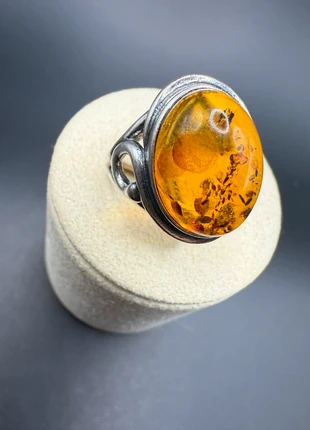 Anello con cabouchon con ambra, marca: Ambra, estado: Muy bueno, tamaño: 16,5 mm Ø / 12, 46,70 €, 49,74 € Protección al comprador incluida