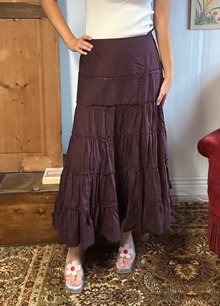 Magnifique maxi jupe longue prune violet à volants vintage coquette whimsical, brand: COQUETTE, condition: Very good, size: M / 38 / 10, €16.00, €17.50 includes Buyer Protection Pro