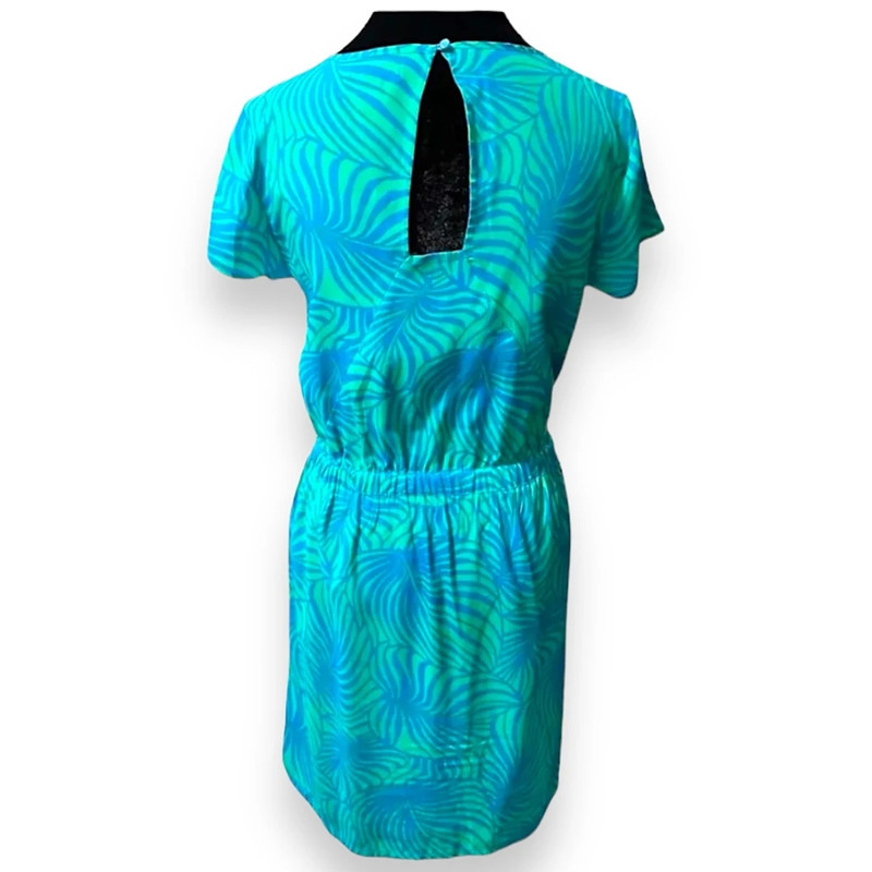 Gap Tropical Midi Summer Dress Floral Blue Green Vacation Size Small 3