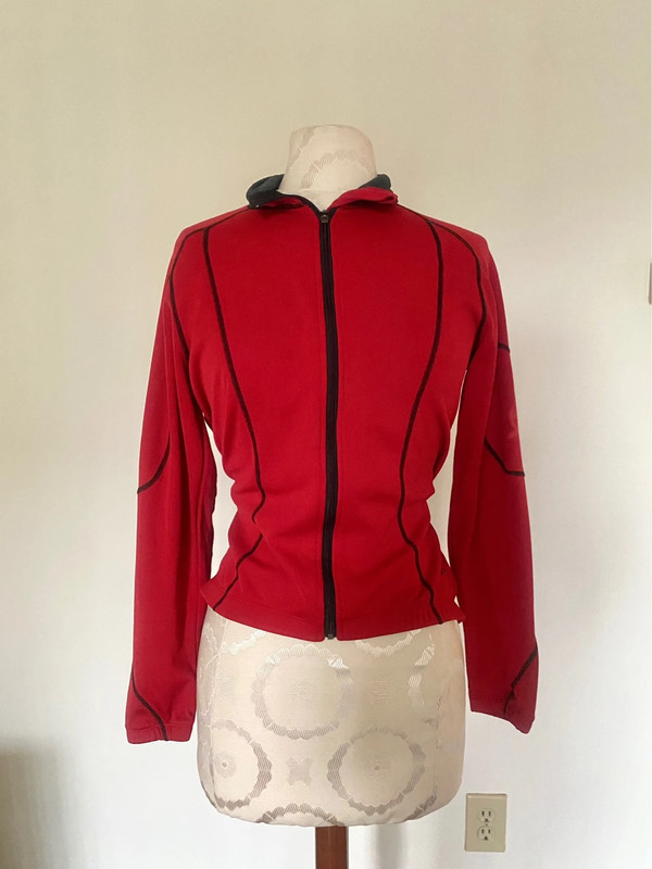 Vintage Y2K red & black zip up high neck sporty jacket 2