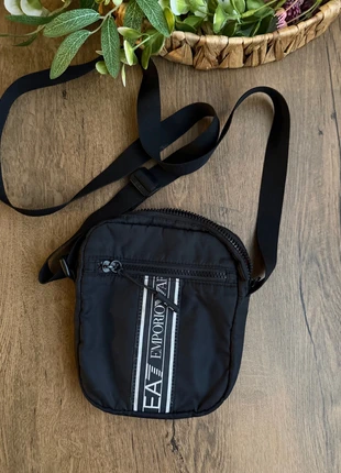 Emporio Armani EA7 Crossbody Bag – Black with Orange Lining, brand: Emporio Armani, condition: Very good, £15.00, £16.45 includes Buyer Protection