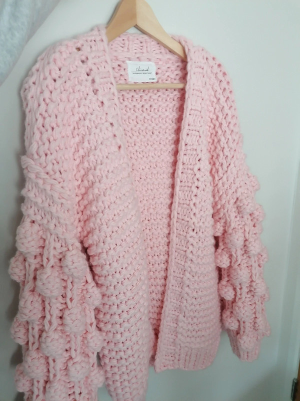 Pom pom pink sleeve cardigan | Vinted