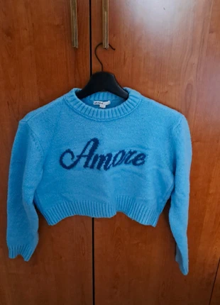 *Maglioncino Subdued – Modello corto taglia M – Azzurro con scritta "Amore", marque: Subdued, état: Très bon état, taille: M / 38 / 10, 6,00 €, 7,00 € Protection acheteurs incluse