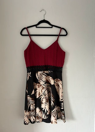 Zomerjurk met gebreid bovenlijfje en tropische print, marca: Shein, estado: Muito bom, tamanho: L / 40 / 12, €3.50, €4.38 inclui Proteção do Comprador