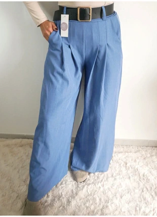 Pantalon bleu fluide taille haute – coupe large – chic et confortable – taille unique 36 à 42, brand: Boutique indépendante, condition: Very good, size: One size, €26.99, €29.04 includes Buyer Protection Pro