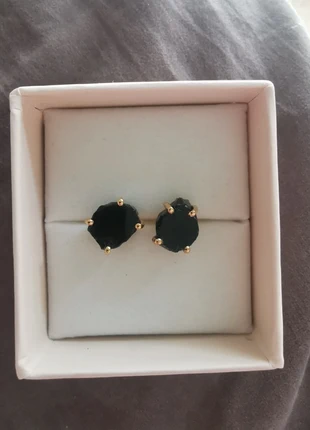 Boucles d'oreille / clous d'oreille or jaune obsidienne noire moon magic, marca: Moon Magic, estado: Novo com etiquetas, €83.00, €87.85 inclui Proteção do Comprador