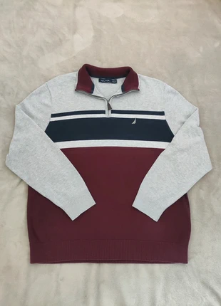 Pull zippé quart zip gris bordeau marine nautica taille L, marque: Nautica, état: Très bon état, taille: L, 16,00 €, 17,50 € Protection acheteurs incluse