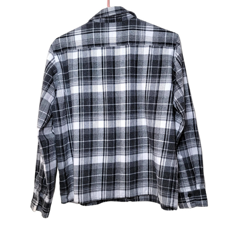 ORB Small Black and White Plaid Flannel Shirt 2