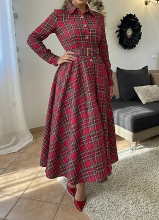 Robe longue Chemise Écossaise Rouge Laine - 'Héritage' | La Belle Saison, brand: la belle saison, condition: Very good, size: S / 36 / 8, €58.90, €62.55 includes Buyer Protection Pro