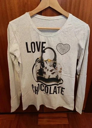 Camiseta gris de manga larga con corazón de tachuelas y dibujo central, marque: Local, état: Très bon état, taille: Taille unique, 3,78 €, 4,67 € Protection acheteurs incluse