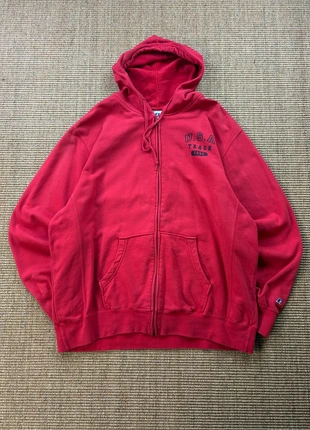 Sweat hoodie capuche Russell Athletic rouge zip USA Track 1902 print USA 2000s XXL mixte #0369, brand: Russell Athletic, condizioni: Ottime, taglia: XXL, €35.00, €37.45 include la Protezione acquisti Pro