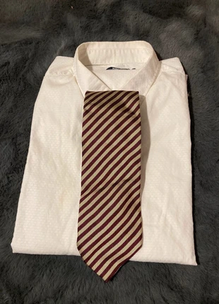 Cravate vintage à rayures beige bordeaux 10cm très bon état, brand: Vintage Dressing, condition: Very good, €9.50, €10.68 includes Buyer Protection