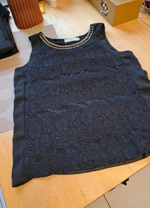 Kanten bloesje zwart, merk: Enza & Lea, staat: Heel goed, maat: M / 38 / 10, € 5,00, € 5,95 inclusief Kopersbescherming